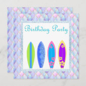 Lila rosa Einhorn Merma Surfboard Einladung neu (Vorne/Hinten)