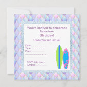 Lila rosa Einhorn Merma Surfboard Einladung neu (Rückseite)