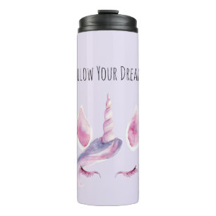 Lila Rosa Einhorn  Thermosbecher