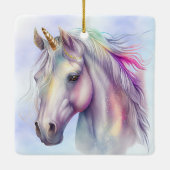 Lila rosa Einhornname Keramikornament (Rückseite)