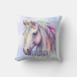 Lila rosa Einhornname Kissen