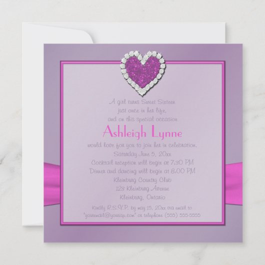 Lila rosa Einladung des IMITAT (Rückseite)