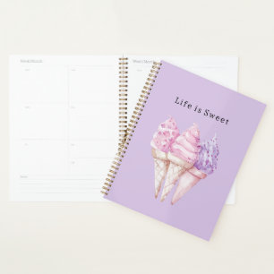 Lila rosa Eistüten Planer