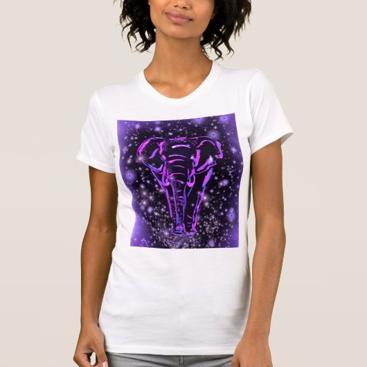 Lila rosa Elefant T - Shirt Wandern in Galaxy (Vorderseite)