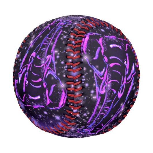 Lila rosa Elefantenbaseball in der Sternennacht Baseball (Schrägansicht)