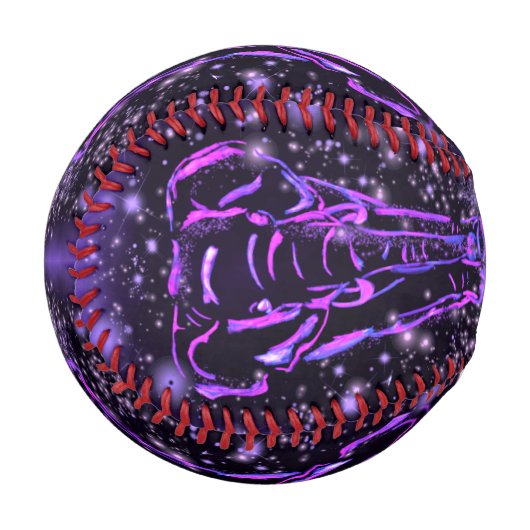 Lila rosa Elefantenbaseball in der Sternennacht Baseball (Vorderseite Links)