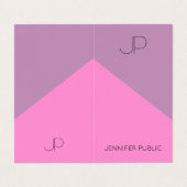 Lila rosa Elegante Moderne Mit Monogramm Vorlage Visitenkarten (Außenseite Aufgefaltet)