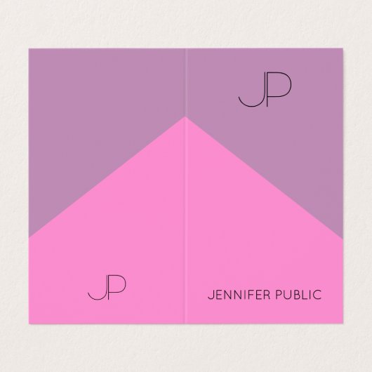 Lila rosa Elegante Moderne Mit Monogramm Vorlage Visitenkarten (Außenseite Aufgefaltet)