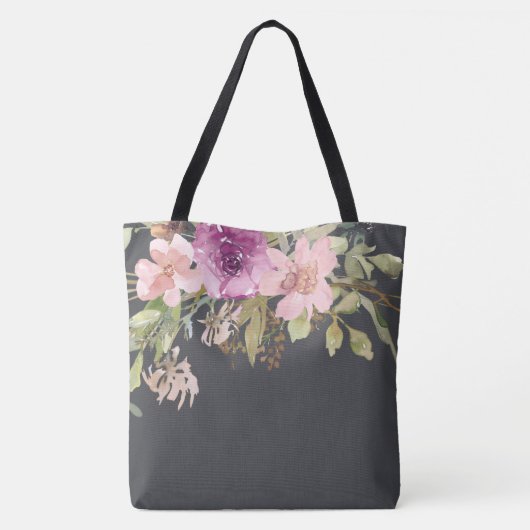 Lila, rosa, erste Monogramm Totbeutel Tasche (Rückseite)