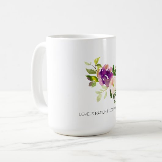 Lila rosa Farbflora Kaffeetasse (Vorderseite Links)