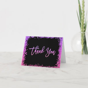 Lila Rosa Faux Glitter Dankeschönkarte Dankeskarte