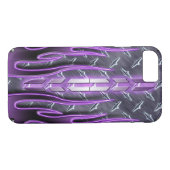 Lila rosa Flammen Frisierte Auto Diamondplate Case-Mate iPhone Hülle (Rückseite (Horizontal))