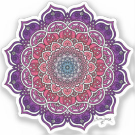 Lila-rosa Floral Mandala Aufkleber