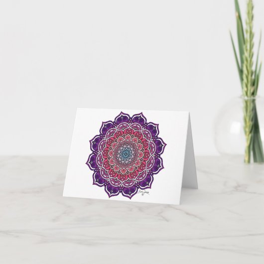 Lila-rosa Floral Mandala Karte (Vorderseite)