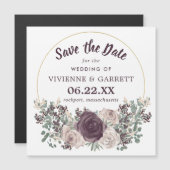 Lila rosa Floral Save the Date Magneteinladung (Vorne/Hinten)