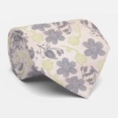 Lila-rosa-florale botanische grüne Krawatte (Gerollt)