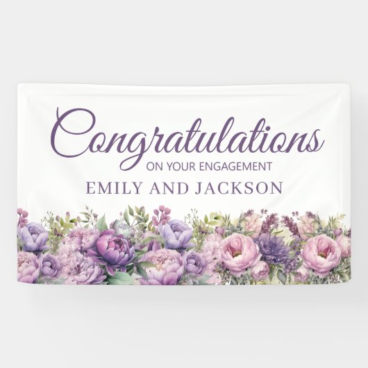 Lila rosa florale Engagement Banner (Horizontal)