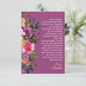 Lila-rosa-florale Frauen zum Geburtstag Dankeskarte (Stehend Vorderseite)
