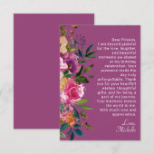 Lila-rosa-florale Frauen zum Geburtstag Dankeskarte (Vorne/Hinten)