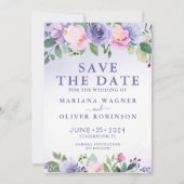 Lila-rosa-florale Moderne Save the Date Einladung (Vorderseite)