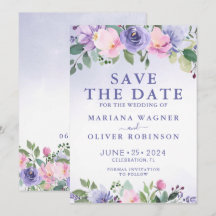 Lila-rosa-florale Moderne Save the Date