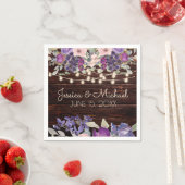 Lila rosa, florale, rustikale String Light Wedding Serviette (Beispiel)