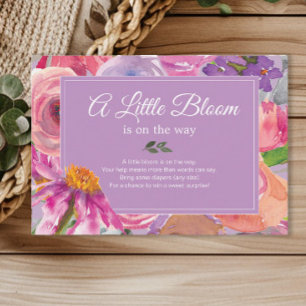 Lila Rosa Florale Windel-Raffel Baby-Party Begleitkarte