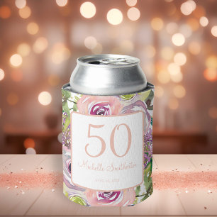 Lila Rosa Florales Gold Glitter 50. Geburtstag Dosenkühler