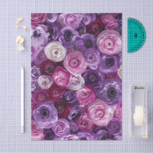 Lila Rosa Florales Muster Collage Garten Seidenpapier