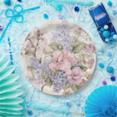 Lila Rosa Florales Papiertablett Pappteller (Party)