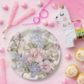 Lila Rosa Florales Papiertablett Pappteller (Party)