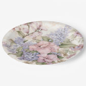 Lila Rosa Florales Papiertablett Pappteller (Schrägansicht)