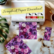 Lila Rosa Florales Scrapbook-Papier zum Download