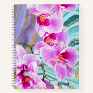 Lila Rosa Florales Wasserfarben-Geoden-Namen-Tageb Notizblock