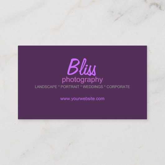 Lila rosa Fotografie mit Foto-Vorlage Business Visitenkarte (Rückseite)