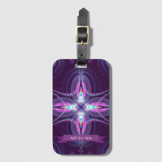 Lila-Rosa-Fraktal-Blume Gepäckanhänger (Vorderseite Vertikal)