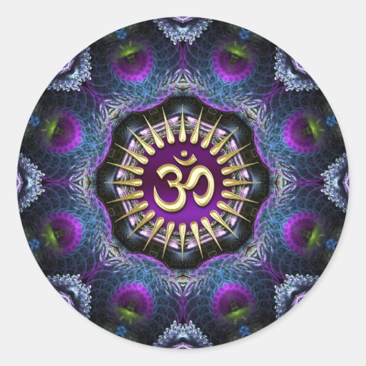 Lila rosa Fraktale - BM-Schildkunst Runder Aufkleber (Vorderseite)