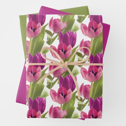 Lila rosa Frühlingshügel mit rosa Farbtupfer Geschenkpapier Set (Beispiel)