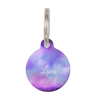 Lila rosa Galaxieinspirierter Watercolor-Haustier Haustiermarke