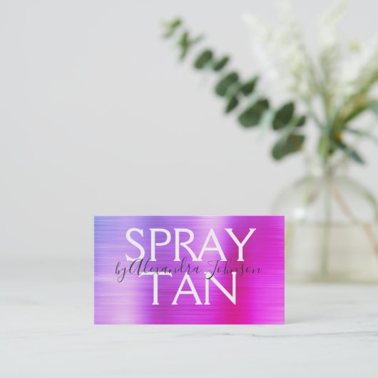 Lila rosa gebürstete Metallspritze Tan Visitenkarte (Stehend Vorderseite)