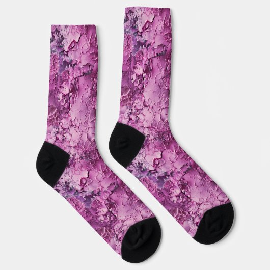 Lila-rosa gecrackte Texturen Socken (Rechts)