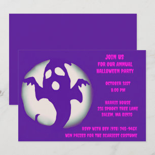 Lila rosa Geister-Spooky Halloween-Ghosting-Party Einladung