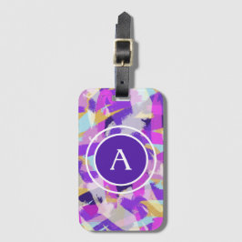 Lila rosa Gelb Blau Modernes Abstraktes Monogramm Gepäckanhänger