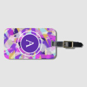Lila rosa Gelb Blau Modernes Abstraktes Monogramm Gepäckanhänger (Vorderseite (Horizontal))