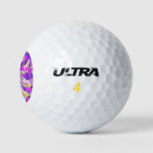 Lila rosa Gelb Blau Modernes Abstraktes Monogramm Golfball (Logo)