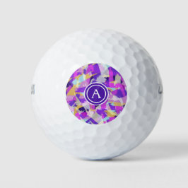 Lila rosa Gelb Blau Modernes Abstraktes Monogramm Golfball