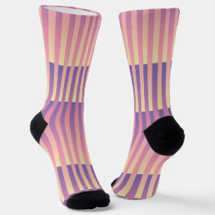 Lila Rosa Gelb Gestreiftes Muster Socken