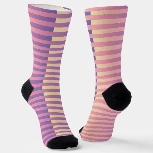 Lila Rosa Gelb Gestreiftes Muster Socken (Gewinkelt)