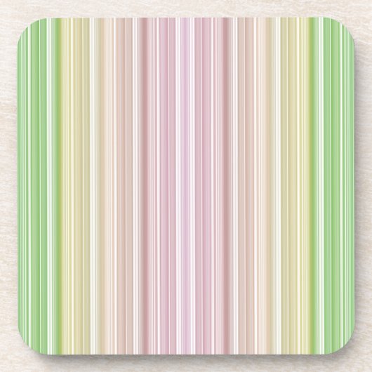 Lila rosa, gelb-grüne Streifen Getränkeuntersetzer (Vorderseite)