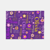 Lila Rosa-Gelbe-Girls heißen Olivia-Blume Fleecedecke (Vorderseite (Horizontal))